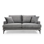 Καναπές 2θέσιοςFortune   βελούδο ανθρακί-μαύρο 175x90x88εκ-PK071-001244