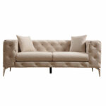Καναπές 2θέσιος PWF-0579   τύπου Chesterfield ύφασμα εκρού 197x90x73εκ-PK071-001325