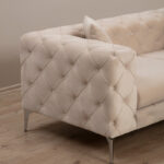 Καναπές 2θέσιος PWF-0579   τύπου Chesterfield ύφασμα εκρού 197x90x73εκ-PK071-001325 - Image 4