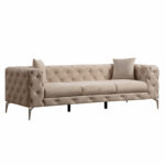 Καναπές 3θέσιος PWF-0579   τύπου Chesterfield ύφασμα εκρού 237x90x73εκ-PK071-001351