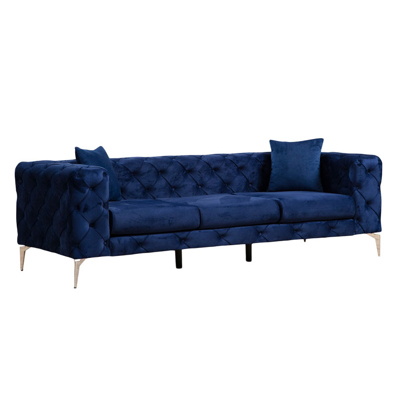 071-001353 Καναπές 3θέσιος PWF-0579 τύπου Chesterfield βελούδο μπλε 237x90x73εκ-PK071-001353 - Image 1