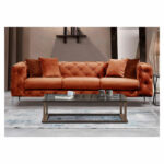 Καναπές 3θέσιος PWF-0579   τύπου Chesterfield ύφασμα κεραμιδί 237x90x73εκ-PK071-001354 - Image 2
