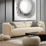 Καναπές 3θέσιος Tranquil   ύφασμα μπουκλέ κρεμ 228x90x74εκ-PK071-001404 - Image 2
