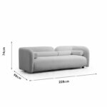 Καναπές 3θέσιος Tranquil   ύφασμα μπουκλέ κρεμ 228x90x74εκ-PK071-001404 - Image 4