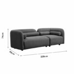 Καναπές 3θέσιος Tranquil   ύφασμα μπουκλέ γκρι 228x90x74εκ-PK071-001405 - Image 4