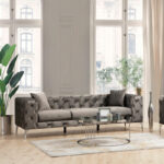 Καναπές 3θέσιος PWF-0579   τύπου Chesterfield ύφασμα ανθρακί 237x90x73εκ-PK071-001429 - Image 2