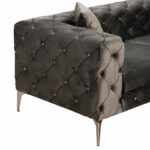 Καναπές 3θέσιος PWF-0579   τύπου Chesterfield ύφασμα ανθρακί 237x90x73εκ-PK071-001429 - Image 4