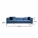Καναπές 3θέσιος PWF-0579   τύπου Chesterfield ύφασμα ανοιχτό μπλε 237x90x73εκ-PK071-001430 - Image 4