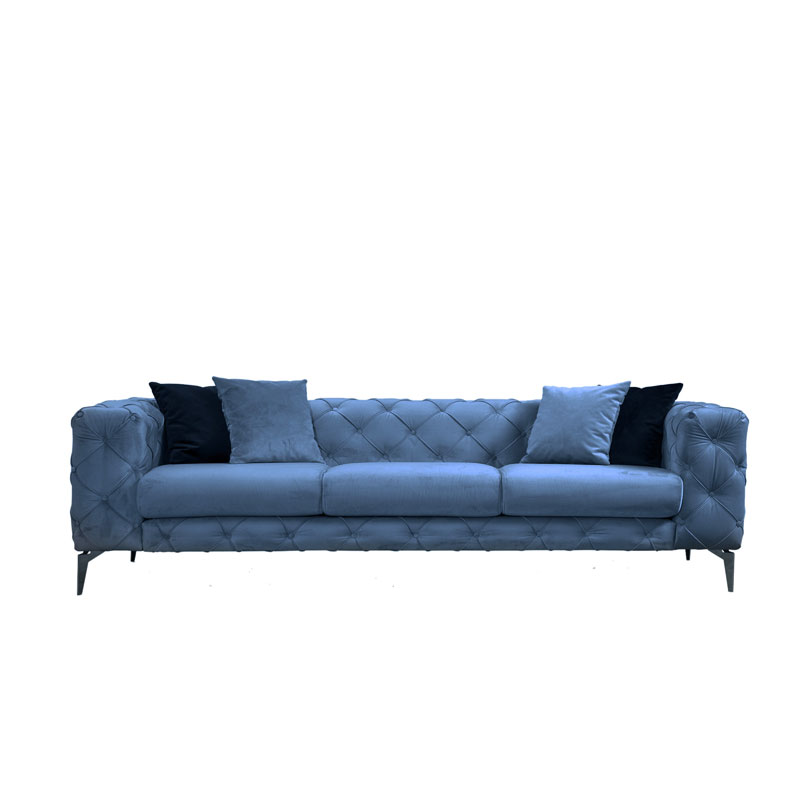 071-001430 Καναπές 3θέσιος PWF-0579 τύπου Chesterfield ύφασμα ανοιχτό μπλε 237x90x73εκ-PK071-001430 - Image 1