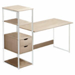 Γραφείο Zayn ΙΙ   με ραφιέρα-MDF φυσικό-λευκό 107x40x110εκ-PK072-000069