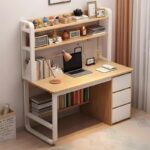 Γραφείο Soco   με ραφιέρα-MDF φυσικό-λευκό 120x50x147εκ-PK072-000076 - Image 2