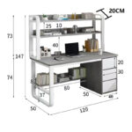 Γραφείο Soco   με ραφιέρα-MDF φυσικό-λευκό 120x50x147εκ-PK072-000076 - Image 3