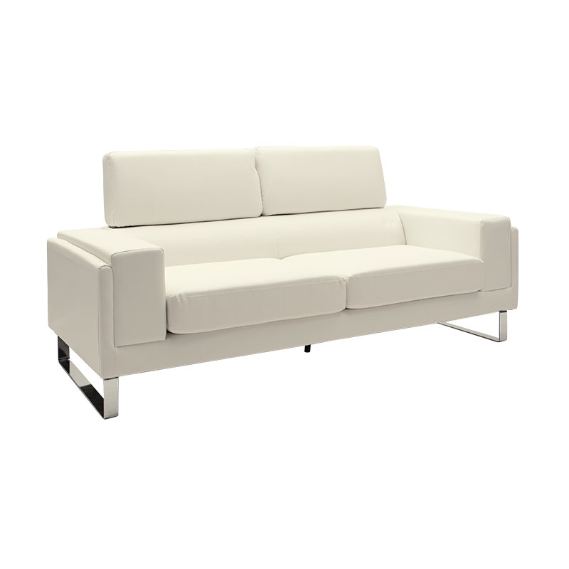 074-000008 Καναπές Shea 3θέσιος PU ivory-inox 198x80x87εκ-PK074-000008 - Image 1