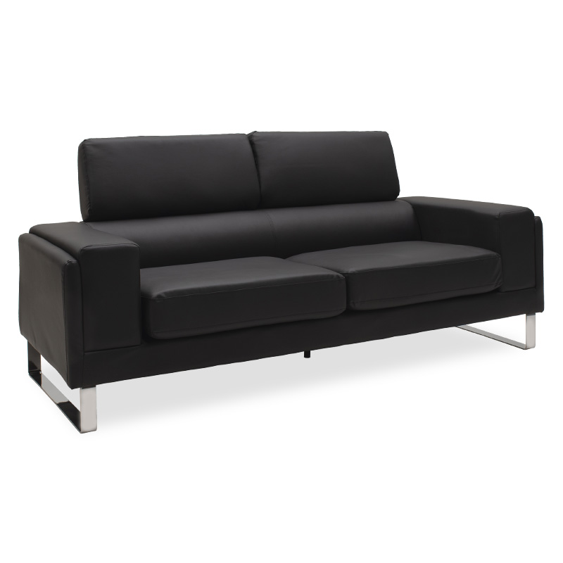 074-000009 Καναπές Shea 3θέσιος pu μαύρο-inox 198x80x87εκ-PK074-000009 - Image 1