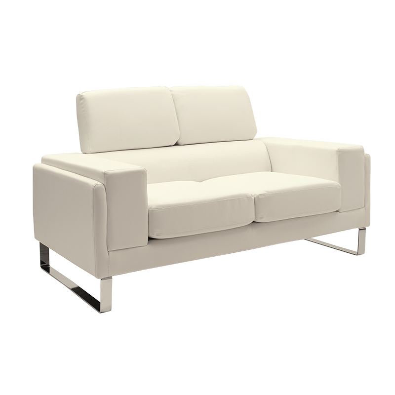 074-000011 Καναπές Shea 2θέσιος PU ivory-inox 158x80x87εκ-PK074-000011 - Image 1