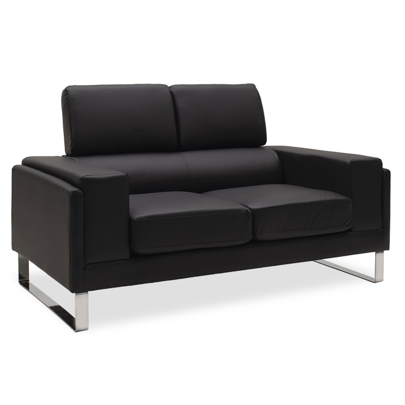074-000012 Καναπές Shea 2θέσιος pu μαύρο-inox 158x80x87εκ-PK074-000012 - Image 1