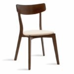 Καρέκλα Toto   μπεζ ύφασμα-rubberwood καρυδί πόδι-PK097-000011