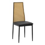 Καρέκλα Lasmipe Inart μαύρο-φυσικό pu-rattan 40x49x96εκ-PK115-003198