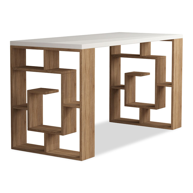 119-000806 Γραφείο Labirent χρώμα λευκό -φυσικό 140x60x75εκ-PK119-000806 - Image 1