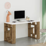 Γραφείο Labirent   χρώμα λευκό-καρυδί 140x60x75εκ-PK119-001157 - Image 2