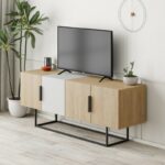 Έπιπλο τηλεόρασης Tontini   φυσικό-λευκό 140x37.5x55εκ-PK119-001197 - Image 2