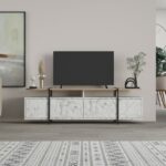 Έπιπλο τηλεόρασης Ondine   γκρι μαρμάρου-φυσικό 160x35.5x48εκ-PK119-001199 - Image 2