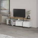 Έπιπλο τηλεόρασης Ondine   γκρι μαρμάρου-φυσικό 160x35.5x48εκ-PK119-001199 - Image 3