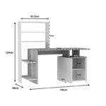 Γραφείο με βιβλιοθήκη Melis   χρώμα λευκό-sonoma 146x60x129εκ-PK120-000082 - Image 4