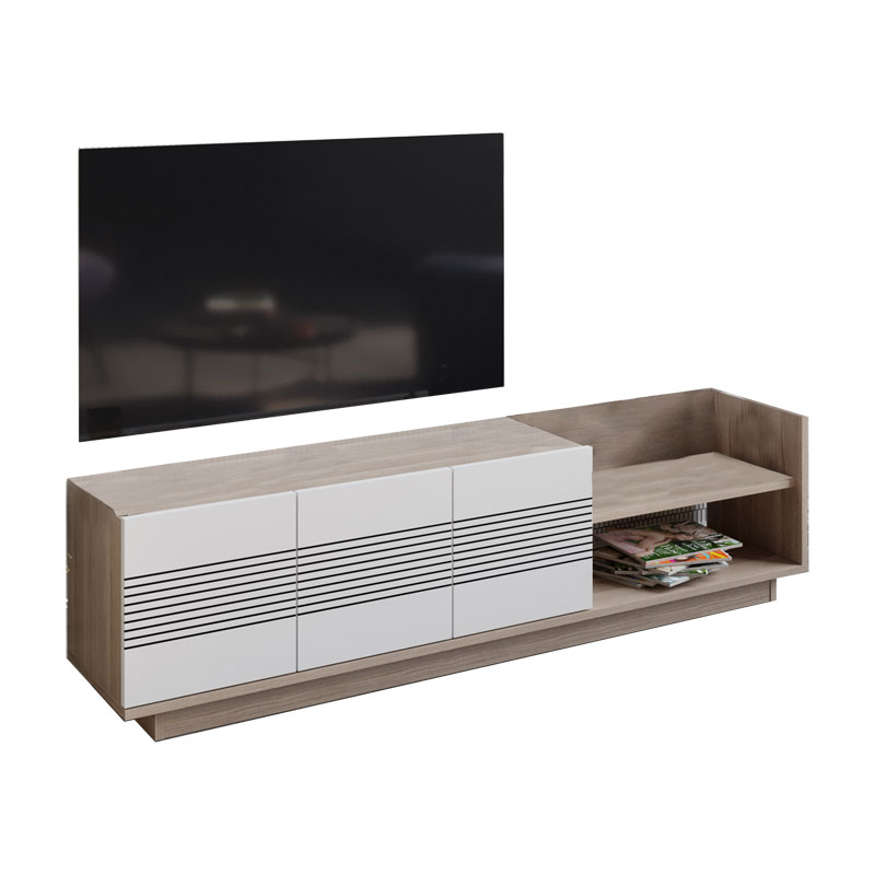 120-000359 Έπιπλο τηλεόρασης Yubo λευκό-φυσικό 167,6x35x43εκ-PK120-000359 - Image 1