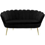Καναπές 2θέσιος Daimon   βελούδο μαύρο 134x70x77εκ-PK128-000007 - Image 2