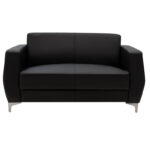 Καναπές 2θέσιος Dermis   inox-τεχνόδερμα μαύρο 138x75x75εκ-PK132-000002 - Image 2
