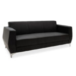 Καναπές 3θέσιος Dermis   inox-τεχνόδερμα μαύρο 188x75x75εκ-PK132-000003