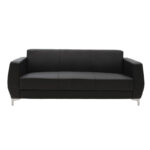 Καναπές 3θέσιος Dermis   inox-τεχνόδερμα μαύρο 188x75x75εκ-PK132-000003 - Image 3