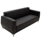 Καναπές 3θέσιος Dermis   inox-τεχνόδερμα μαύρο 188x75x75εκ-PK132-000003 - Image 4