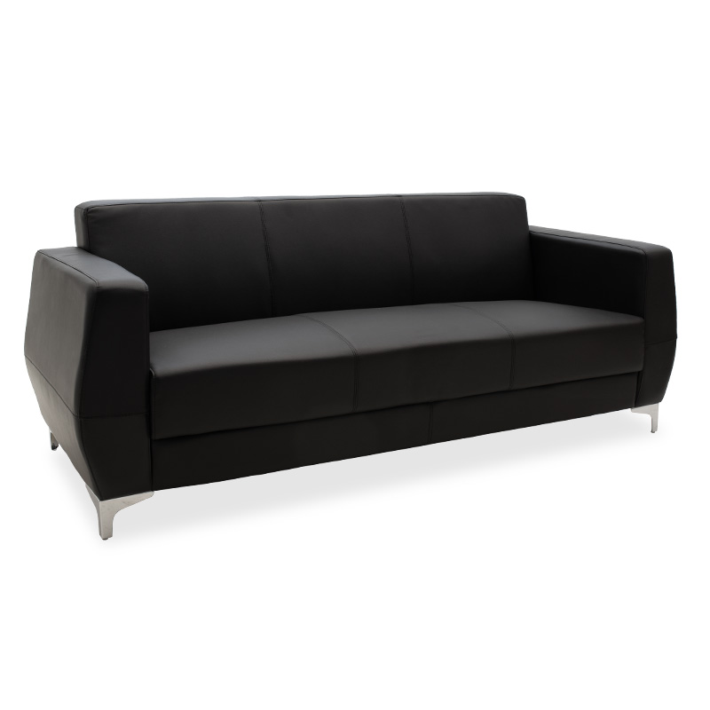 132-000003 Καναπές 3θέσιος Dermis inox-τεχνόδερμα μαύρο 188x75x75εκ-PK132-000003 - Image 1