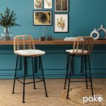 Σκαμπό μπαρ Naoki   pe rattan φυσικό-μαύρο πόδι 45x56x108εκ-PK140-000043 - Image 2
