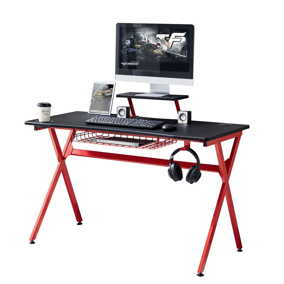 14580007 Γραφείο Gaming ArteLibre PETROSYS Μαύρο/Κόκκινο 120x60.5x90cm-AR14580007 - Image 1
