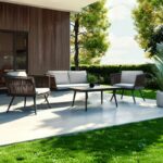 Σαλόνι Ciel   σετ 4τμχ μέταλλο μαύρο-textilene καφέ-γκρι μαξιλάρι-PK151-000002 - Image 2