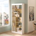 Βιβλιοθήκη ArteLibre BELVEDERE Λευκό/Φυσικό Μοριοσανίδα 75.6x25x170cm-AR15350064 - Image 3