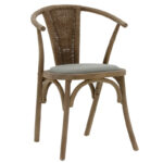 Καρέκλα Dourel   ύφασμα γκρι-rattan πόδι φυσικό-PK167-000012