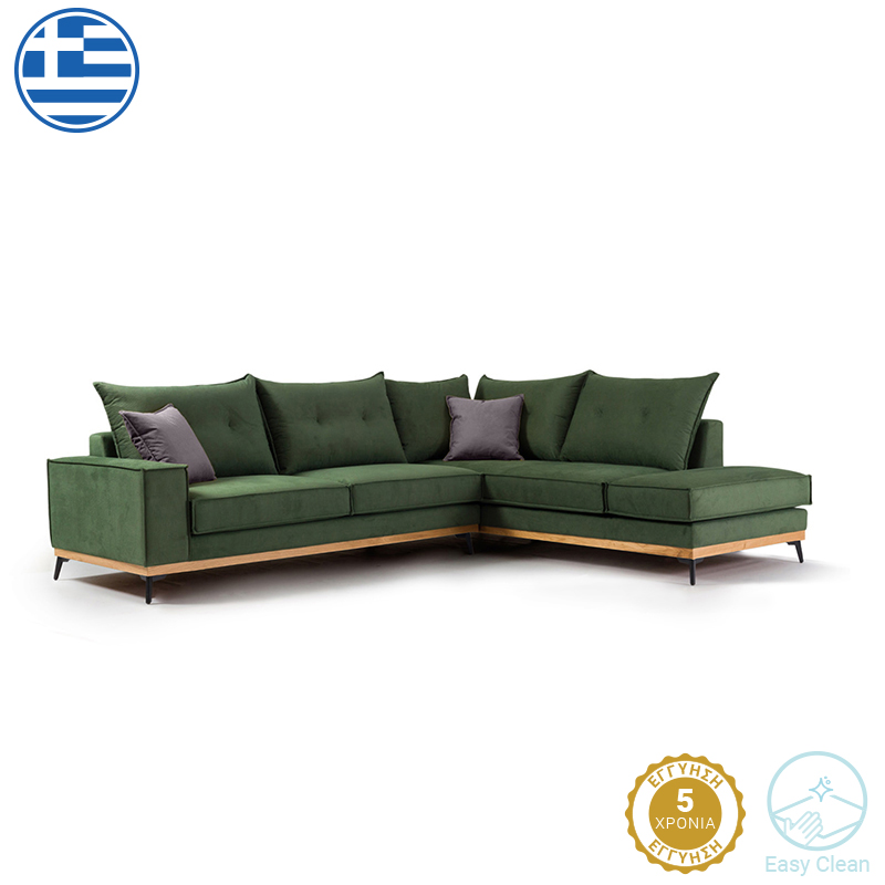 168-000001 Γωνιακός καναπές αριστερή γωνία Luxury II ύφασμα κυπαρισσί-ανθρακί 290x235x95εκ-PK168-000001 - Image 1