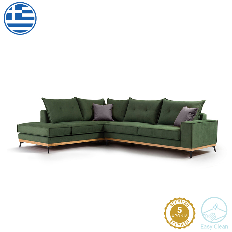 168-000002 Γωνιακός καναπές δεξιά γωνία Luxury II ύφασμα κυπαρισσί-ανθρακί 290x235x95εκ-PK168-000002 - Image 1