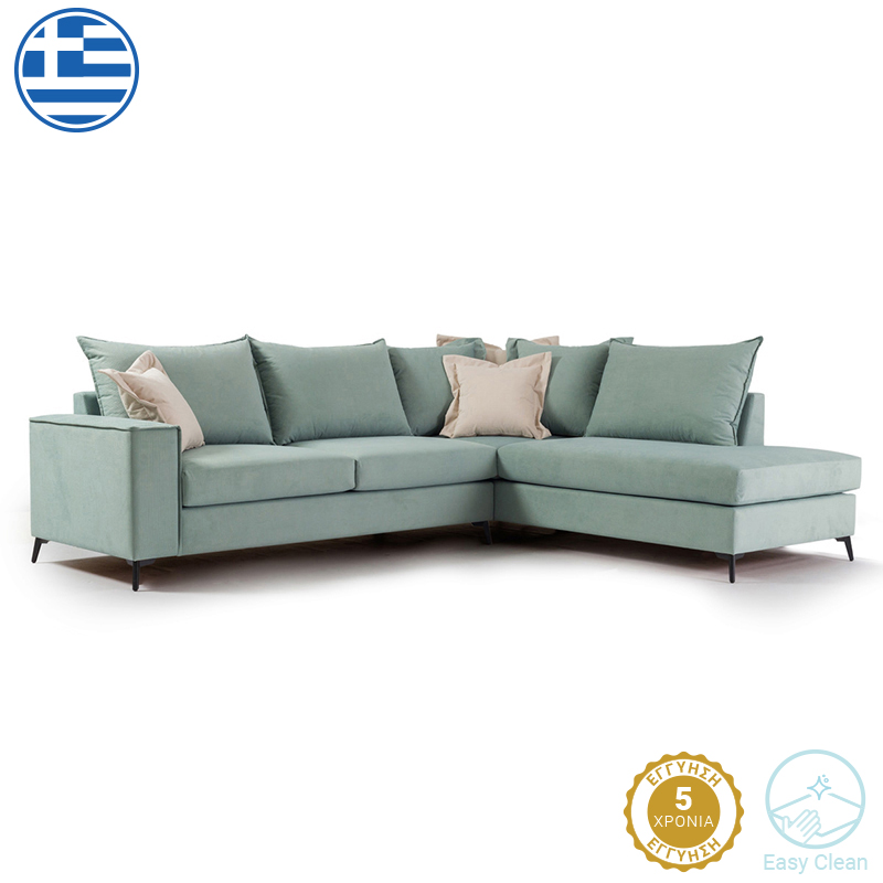 168-000005 Γωνιακός καναπές αριστερή γωνία Romantic ύφασμα ciel-cream 290x235x95εκ-PK168-000005 - Image 1