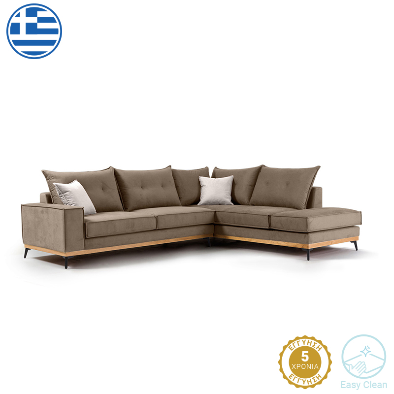 168-000009 Γωνιακός καναπές αριστερή γωνία Luxury II ύφασμα mocha-cream 290x235x95εκ-PK168-000009 - Image 1