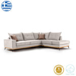 Γωνιακός καναπές αριστερή γωνία Luxury II   ύφασμα cream-mocha 290x235x95εκ-PK168-000015