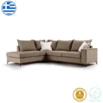 Γωνιακός καναπές δεξιά γωνία Romantic   ύφασμα mocha-cream 290x235x95εκ-PK168-000028
