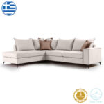 Γωνιακός καναπές δεξιά γωνία Romantic   ύφασμα cream-mocha 290x235x95εκ-PK168-000030