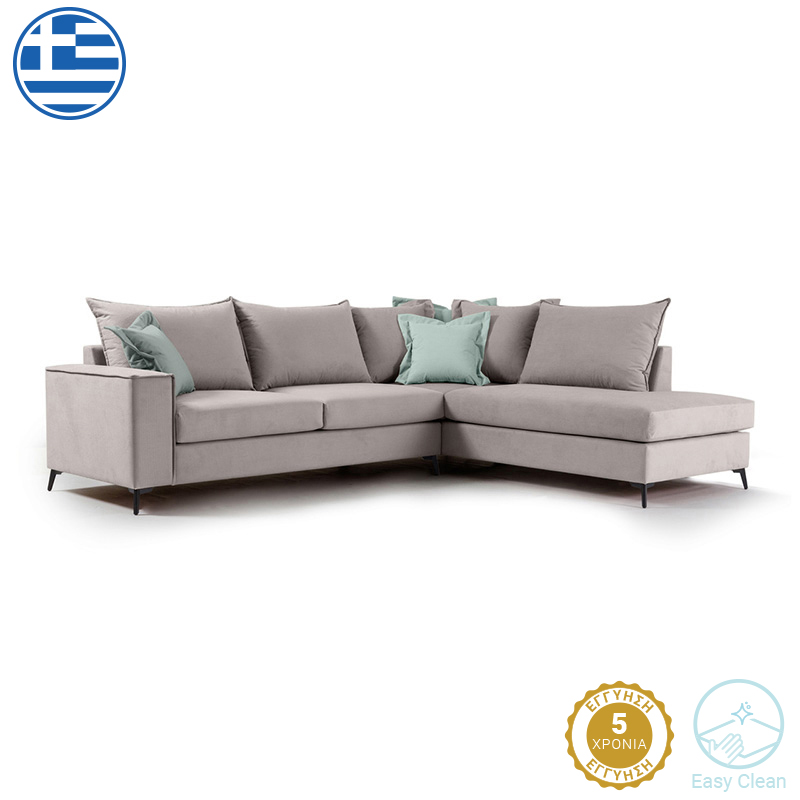 168-000031 Γωνιακός καναπές αριστερή γωνία Romantic ύφασμα elephant-ciel 290x235x95εκ-PK168-000031 - Image 1