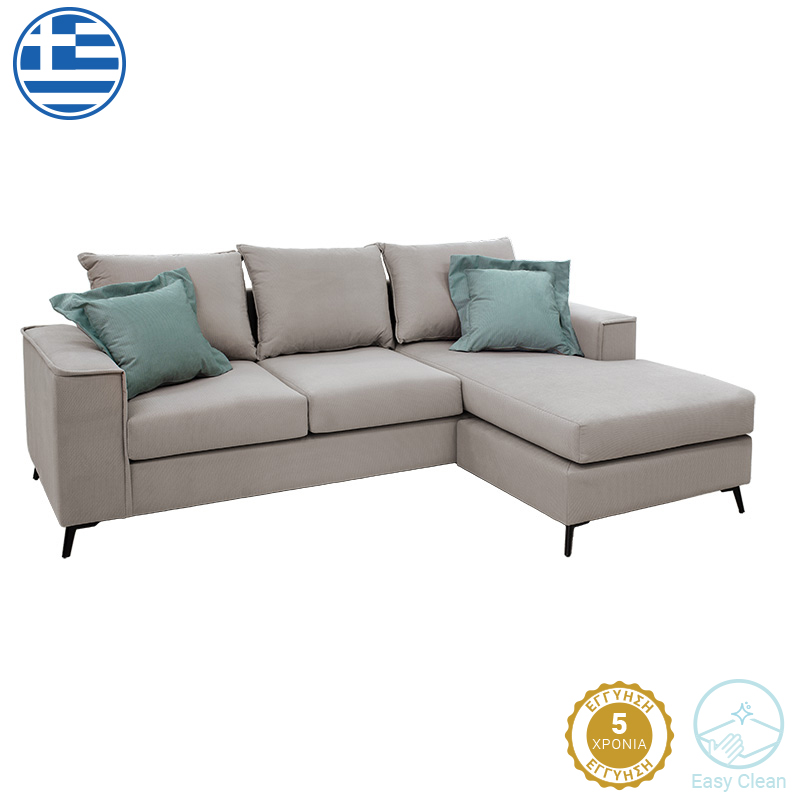 168-000039 Γωνιακός καναπές Fabulous αναστρέψιμος ύφασμα elephant-ciel 240x165x95εκ-PK168-000039 - Image 1