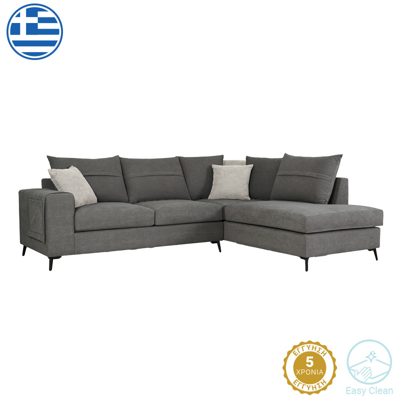168-000069 Γωνιακός καναπές αριστερή γωνία Montana ποντικί ύφασμα με μαξιλάρια σε απόχρωση ανοιχτό γκρι 275x215x93εκ-PK168-000069 - Image 1